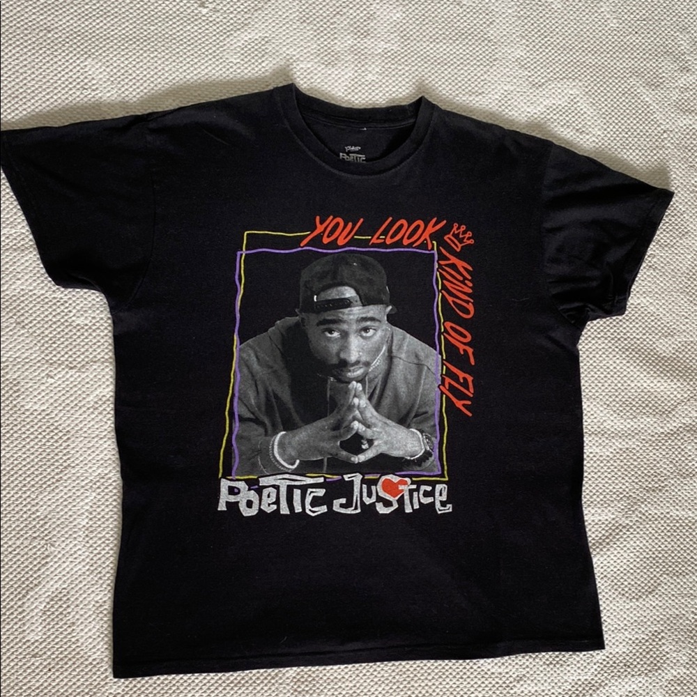 Tupac Shakur “Poetic Justice”Black Graphic T-Shirt Size L